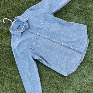 Express Blue Casual Button Down Shirt